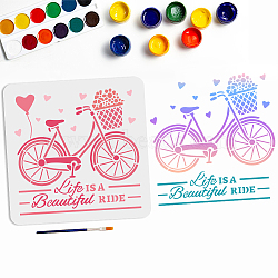 US 1Pc PET Hollow Out Drawing Painting Stencils, with 1Pc Art Paint Brushes, Bicycle, Stencils: 300x300mm, Brushes: 16.9x0.5cm(DIY-MA0002-47B)