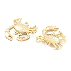 Brass Pendants, Crab, Real 18K Gold Plated, 31x28.5x3.5mm, Hole: 3mm(KK-B134-09G)