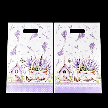 OPP Plastic Packaging Bags, Rectangle with Lavender, Lilac, 25x16.3x0.01cm, 50pcs/bag