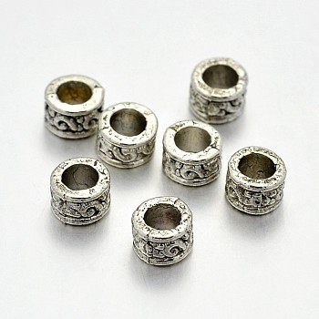 Tibetan Style Alloy Column Spacer Beads, Lead Free & Cadmium Free & Nickel Free, Antique Silver, 5x3mm, Hole: 3mm