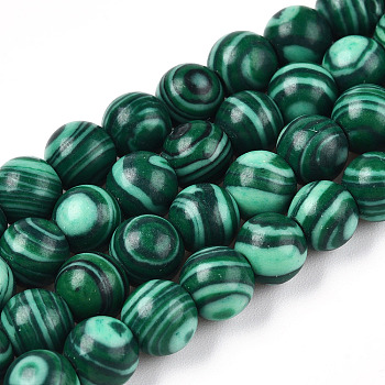 Synthetic Malachite Bead Strands, Round, 6~6.5mm, Hole: 1mm, about 63pcs/strand, 15.5 inch
