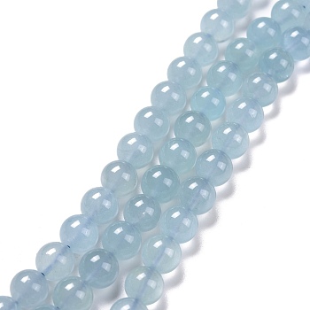 Natural Aquamarine Beads Strands, Round, 8mm, Hole: 1mm, about 47pcs/strand, 15.7 inch(40cm)