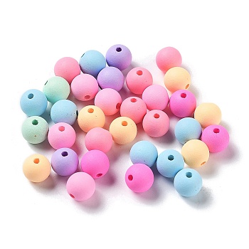 Opaque Acrylic Beads, Frosted, Round, Mixed Color, 8mm, Hole: 1.4mm, about 1750pcs/500g