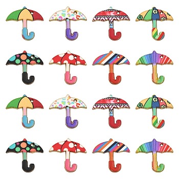 40Pcs 8 Colors Printed Alloy Enamal Pendants, Light Gold, Umbrella, Mixed Color, 20.5x21x1.5mm, Hole: 1.2mm, 5pcs/color