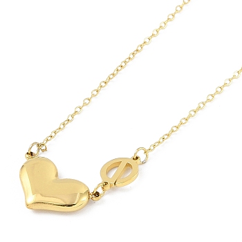 Ion Plating(IP) 304 Stainless Steel Heart Pendant Necklaces for Women, Golden, 16.89 inch(42.9cm)