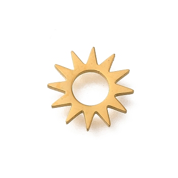 304 Stainless Steel Charms, Laser Cut, Real 18K Gold Plated, Sun, 8x10x1mm, Hole: 4mm