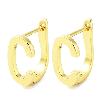 Brass Letter Stud Earrings for Women, Lead Free & Cadmium Free, Real 18K Gold Plated, Letter C, 15.5x7.5mm