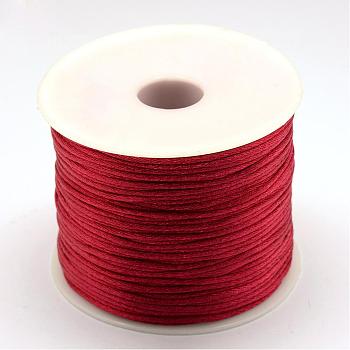 Nylon Thread, Rattail Satin Cord, Dark Red, 1.5mm, about 100yards/roll(300 feet/roll)