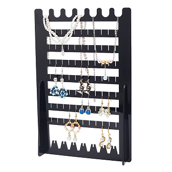 9-Tier Rectangle Acrylic Earring Display Organizer Stands, Tabletop Jewelry Display Holder for Earring Storage, Black, Finish Product: 4.95x20x30cm