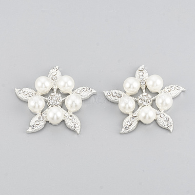 38mm Silver Ivory Flower Alloy Cabochons