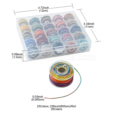 25 Rolls 25 Colors Round Segment Dyed Waxed Polyester Thread String(YC-YW0001-02C)-6