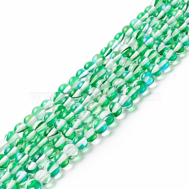 Medium Spring Green Round Moonstone Beads
