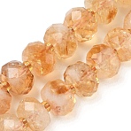 Heated Natural Citrine Beads Strands, Faceted, Rondelle, with Seed Beads, 8.5~9x4.5~5.5mm, Hole: 1mm, about 56pcs/strand, 14.96 inch(38cm)(G-L634-E02-01-1)