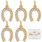 CZ Brass Micro Pave Cubic Zirconia Horse Shoe Charms, Golden, 13x9x2mm, Jump Ring: 7x0.8mm, 6pcs/box(ZIRC-BBC0001-17)