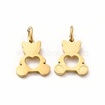 Ion Plating(IP) 304 Stainless Steel Pendants, with Jump Ring, Bear, Real 14K Gold Plated, 8x7x1mm, Hole: 2mm(STAS-E185-29G)