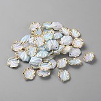 Opaque Acrylic Pendants, Gold Stamping Edge Leaf Charms, Alice Blue, 17x15x4mm, Hole: 1.5mm(RESI-TAC0020-04A)
