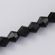 Black Color Faceted Glass Bicone Beads Strands, 6x6mm, Hole: 1mm, about 50pcs/strand, 11.4 inch(X-GLAA-S026-6mm-10)