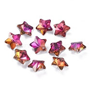 Electroplate Glass Charms, Faceted, Star, Fuchsia, 13x13.5x7mm, Hole: 1.2mm(GLAA-H104-A01)