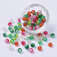 5 Colors Spray Painted & Baking Painted Crackle Glass Beads, Round, Mixed Color, 8mm, Hole: 1.3~1.6mm(CCG-X0010-10-8mm)