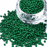 Glass Seed Beads, Baking Paint, Round Hole, Round, Dark Green, 2~3x1.5~2mm, Hole: 0.8mm, about 450g/Pound(SEED-S060-A-F280)