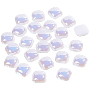 BENECREAT ABS Plastic Beads, Half Drilled, Square, White, 10x10x4.7mm, Hole: 1.4mm, 24pcs/box(FIND-BC0003-01)