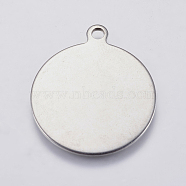 201 Stainless Steel Stamping Blank Tag Pendants, Flat Round, Stainless Steel Color, 29x25x1mm, Hole: 2.5mm(STAS-F139-038P)