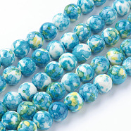 Synthetic Ocean White Jade Beads Strands, Round, Dyed, Turquoise, about 8mm in diameter, hole: 0.8mm, 50pcs/strand(G-B367-3)