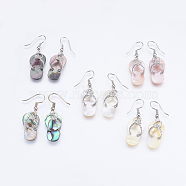 Shell Dangle Earrings, with Brass Findings, Flip Flops, Mixed Color, 40~41mm, Pin: 0.7mm(EJEW-F147-G)