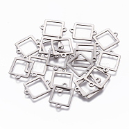 201 Stainless Steel Links connectors, Square, Stainless Steel Color, 18x14x1mm, Hole: 1.6mm(STAS-L234-023P)
