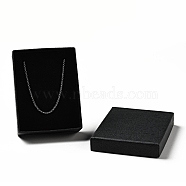 Texture Paper Necklace Gift Boxes, with Sponge Mat Inside, Rectangle, Black, 9.1x7x2.7cm, Inner Diameter: 6.5x8.6cm, Deep: 2.5cm(OBOX-G016-C05-B)