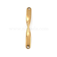 Ion Plating(IP) 202 Stainless Steel Twist Connector Charms, Real 18K Gold Plated, 34x4x4mm, Hole: 1.6mm(STAS-Q336-13A-G)