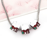 Christmas Theme Alloy Enamel European Beads, Large Hole Bead, Platinum, House, 11x11x11mm, Hole: 4.5mm(MPDL-Q213-04P)