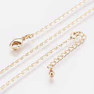 Long-Lasting Plated Brass Link Chain Necklaces, with Lobster Claw Clasp, Nickel Free, Real 18K Gold Plated, 17.7 inch (45cm), Link: 4x1mm(NJEW-K112-14G-NF)