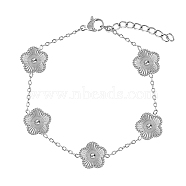 Non-Tarnish Stainless Steel Flower Link Chain Bracelet, Stainless Steel Color, 6-3/4 inch(17cm)(KW3287-2)