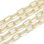 Aluminum Cable Chains, Textured, Unwelded, Oval, Light Gold, 16x8x2mm(X-CHA-S001-068)