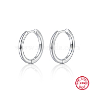 Rhodium Plated Platinum 925 Sterling Silver Hoop Earrings, Ring, 19x15mm(DU0168-4)