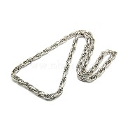Fashionable 304 Stainless Steel Rope Chain Necklaces for Men, with Lobster Claw Clasps, Stainless Steel Color, 28 inch~30 inch(71.1~76.2cm)x8mm(STAS-A028-N048P-L)