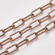 Unwelded Iron Paperclip Chains, Drawn Elongated Cable Chains, with Spool, Red Copper, 16x7x1.6mm, about 82.02 Feet(25m)/roll(CH-S125-01B-R)