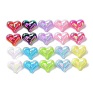 Opaque Acrylic Beads, Imitation Shell Effect, Heart, Mixed Color, 16.5x21x10mm, Hole: 2mm(MACR-D082-03)