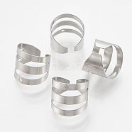 304 Stainless Steel Ear Cuff Findings, Stainless Steel Color, 10x10mm, Hole: 1mm(X-STAS-T037-03)
