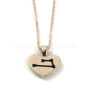 Golden Plated Heart with Constellation/Zodiac Sign Alloy Enamel Pendant Necklaces, Black, Aries, 17.2~17.63 inch(43.7~44.8cm)(NJEW-H214-A04-G)