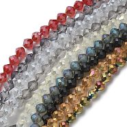 Electroplate Transparent Glass Beads Strands, Frosted, Faceted Bicone, Mixed Color, 10x9.5mm, Hole: 1.2mm, about 60pcs/strand, 22.76''(57.8cm)(EGLA-I019-M)