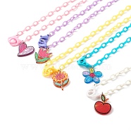 Transparent Acrylic Pendants Necklaces, with Opaque Acrylic Cable Chains, Mixed Shapes, Mixed Color, 21.25 inch(54cm)(NJEW-JN03521)