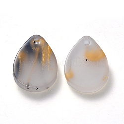 Cellulose Acetate(Resin) Pendants, with Glitter Powder, Teardrop, Gainsboro, 12.5x9x2.5mm, Hole: 1.2mm(KY-S161-003D)