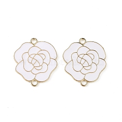 Spray Painted Alloy Connector Charms, Flower, White, 34x29.5x2mm, Hole: 3mm(PALLOY-K001-20C)