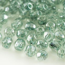 Czech Fire Polished Glass Beads, Faceted, Drum, Medium Sea Green, 2x2mm, Hole: 0.6mm, about 1170pcs/bag(GLAA-F100-A03)