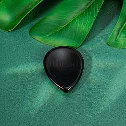 Natural Obsidian Teardrop Decorations, Reiki Stones for Home Office Desktop Feng Shui Ornament, 45x35mm(PW-WG72051-04)
