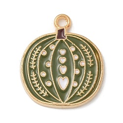 Thanksgiving Day Alloy Pendants, with Enamel, Golden, Pumpkin, 23x20x1.7mm, Hole: 2mm(ENAM-R007-01G-07)