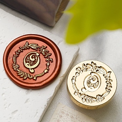 Golden Tone Wax Seal Brass Stamp Head, Flower with Letter Pattern, for Wax Seal Stamp, Letter Q, 24x14mm, Inner Diameter: 7mm(DIY-B079-01G-Q)