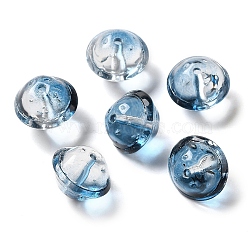 Transparent Glass Beads, Round, Marine Blue, 15.5x12mm, Hole: 1.8mm(GLAA-A012-05C)